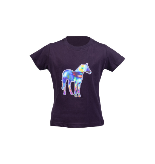 HKM LOLA KIDS' EQUESTRIAN T-SHIRT WITH HOLOGRAPHIC PRINT PURPLE