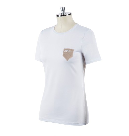 ANNA SCARPATI FELLET WOMEN'S RIDING T-SHIRT WITH POCKET WHITE / BEIGE