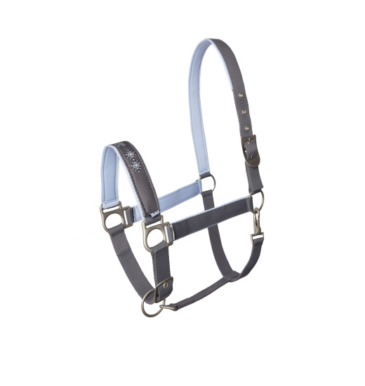 HORZE NAVAJO HORSE HALTER WITH FLEECE LINING GREY