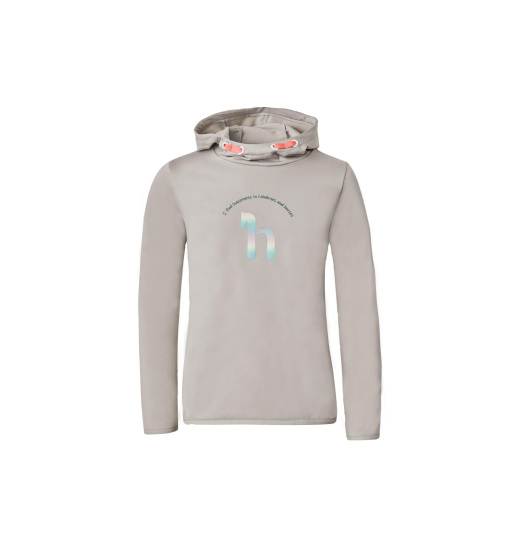 HORZE CHLOE KIDS' TECHNICAL HOODIE WITH LOGO PRINT GREIGE