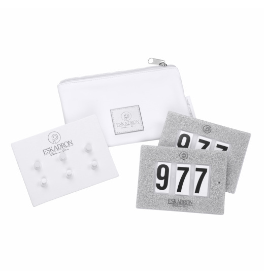 ESKADRON GLITTER EQUESTRIAN START NUMBER SET PLATINUM PURE GREY