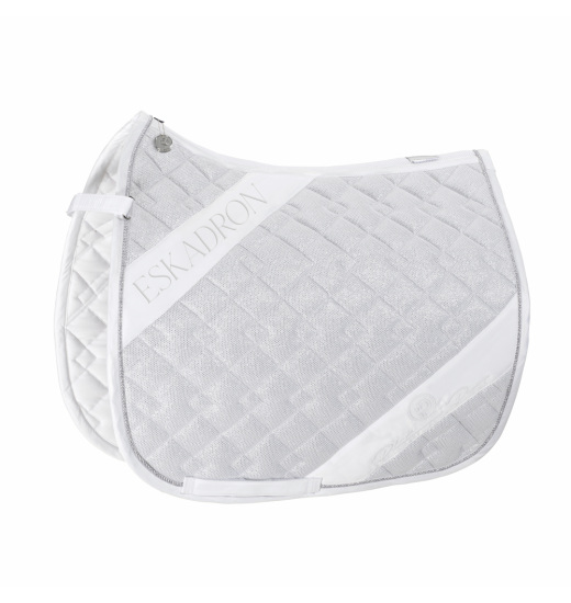 ESKADRON GLITTER-MESH EQUESTRIAN SADDLE PAD PLATINUM PURE WHITE