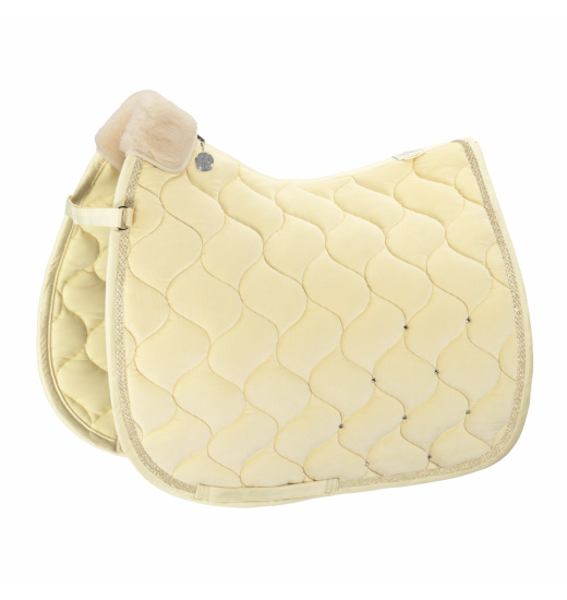 ESKADRON VELVET CRYSTAL EQUESTRIAN SADDLE PAD PLATINUM PURE CREAM