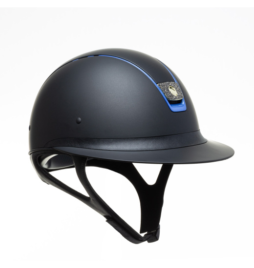 KASK MISS SHIELD / SHADOWMATT BLACK TOP / SHADOWMATT BLACK FRONTAL / BLUE CHROME / CRYSTAL FABRIC GOLD CZARNY