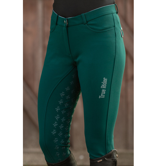 TRUE RIDER TECHLINE WOMEN'S FULL GRIP RIDING BREECHES FOREST GREEN