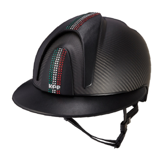 KEP ITALIA E-LIGHT MATT EQUESTRIAN HELMET LEATHER VISOR SWARO BLACK