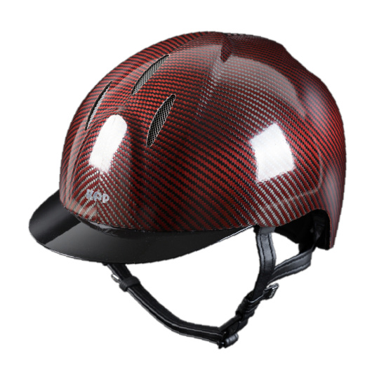 KEP ITALIA E-LIGHT SHINE EQUESTRIAN HELMET METAL BLACK VISOR RED