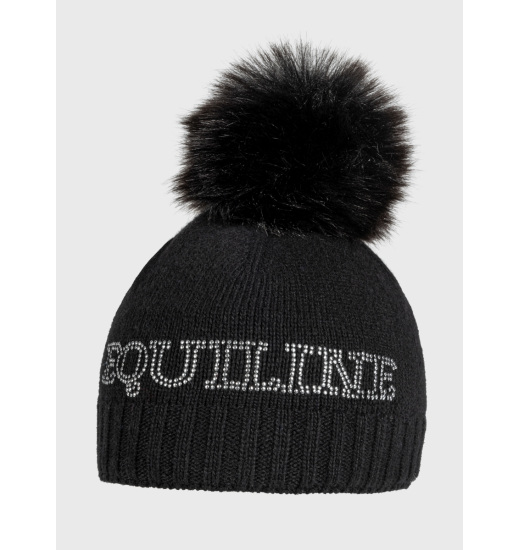 EQUILINE GIROG KNITTED PON PON HAT WITH MICROSTUDS