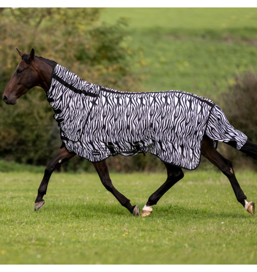 BUSSE COMFORT FLEXI ZEBRA HORSE TURNOUT FLY SHEET