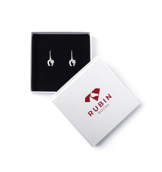 RUBIN ROYAL 925 SILVER EQUESTRIAN EARRINGS HORSESHOES WITH CLOVER