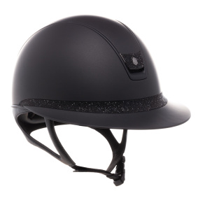 SAMSHIELD MISS SHIELD 2.0 SHADOWMATT / SHINY CRYSTAL FABRIC BLK FRONTAL BLAZON / MATT BLK TRIM / SCHWARZER HELM