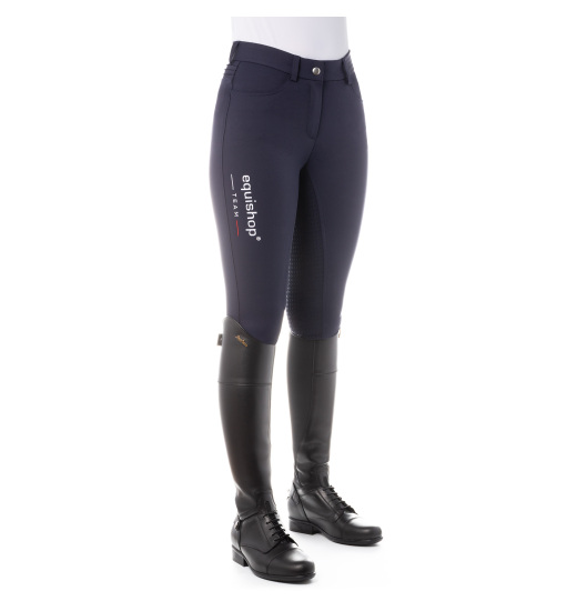 EQUISHOP TEAM WOMEN'S SOFTSHELL FULL SILICONE GRIP BREECHES NAVY