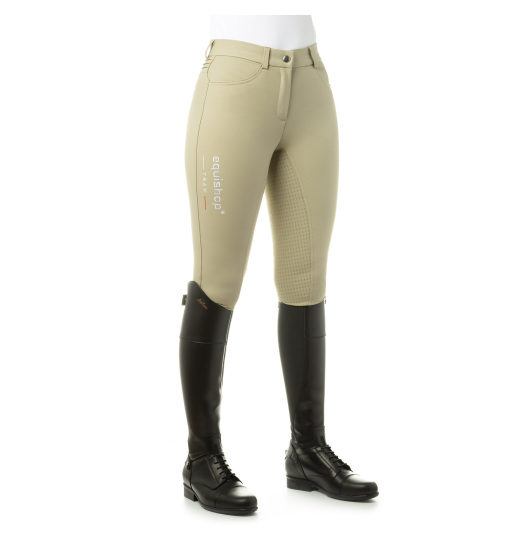 EQUISHOP TEAM WOMEN'S SOFTSHELL FULL SILICONE GRIP BREECHES BEIGE