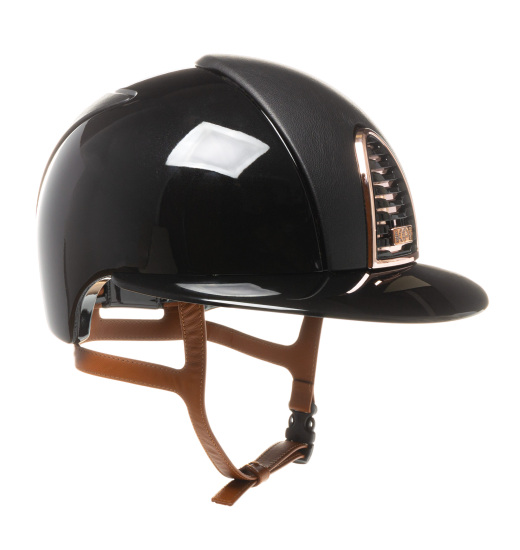 KEP ITALIA CROMO 2.0 POLISH EQUESTRIAN HELMET LEATHER FRONT BACK/POLISH POLO VISOR/BEIGE/RG FRAME BUTTON/ZIRC RG LOGO BLACK