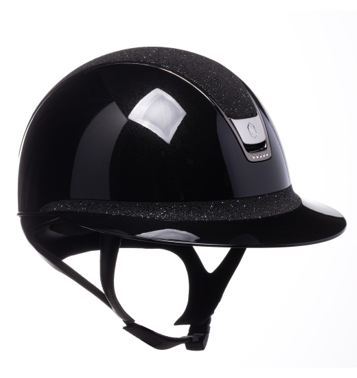 SAMSHIELD KASK MISS GLOSSY 2.0 / CRYSTAL FABRIC SWARO TOP FRONTAL / BLACK CHROME / 5 SWARO / CZARNY