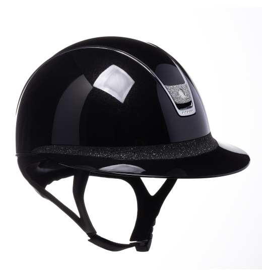 SAMSHIELD MISS SHIELD GLOSSY 2.0/CRST FAB SILVER BLAZON/BLACK FRONTAL/5 SWARO/ BLACK HELMET