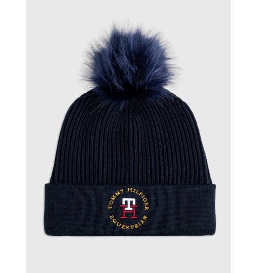 TOMMY EQUESTRIAN VANCOUVER POM POM WINTER BEANIE DESERT SKY