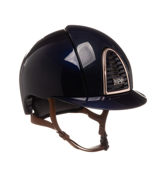 KEP ITALIA CROMO 2.0 POLISH EQUESTRIAN HELMET DIAMOND FRONT/POLISH VISOR/BEIGE CHIN/RG FRAME/CRISTALLI ON SUEDE LOGO NAVY