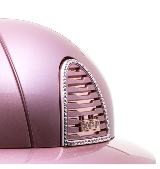 KEP Italia KEP ITALIA CROMO 2.0 DIAMOND KASK JEŹDZIECKI POLO VISOR/BEIGE CHIN/CRYST MIRROR RG FRAME/ZIRCONI RG LOGO RÓŻOWY