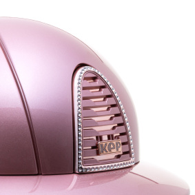 KEP ITALIA CROMO 2.0 DIAMOND KASK JEŹDZIECKI POLO VISOR/BEIGE CHIN/CRYST MIRROR RG FRAME/ZIRCONI RG LOGO RÓŻOWY