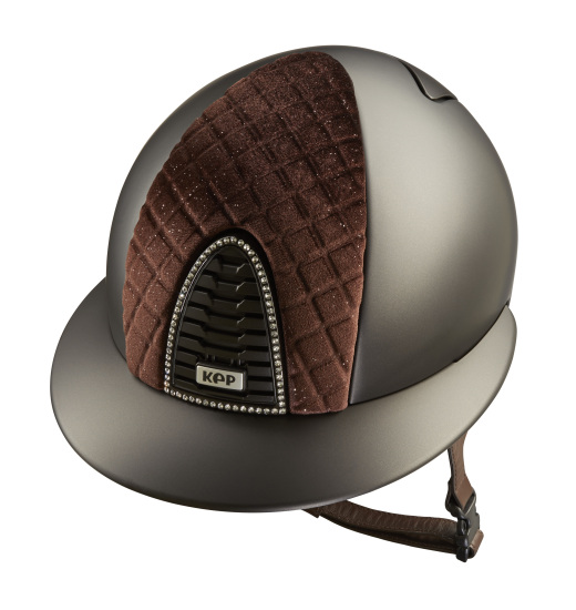 KEP Italia KEP ITALIA CROMO 2.0 TEXTILE KASK JEŹDZIECKI MILANO VELVET SHINING BROWN BRĄZOWY
