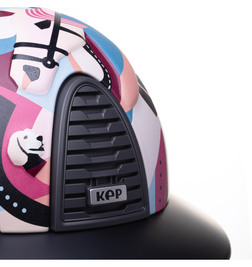 KEP ITALIA CROMO 2.0 TEXTILE HELMET PEGASUS PINK/TEXTILE GREY FRAME GRID SUBGRID/SILVER MATT LOGO BLACK