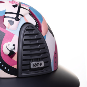 KEP ITALIA CROMO 2.0 TEXTILE KASK JEŹDZIECKI PEGASUS PINK/TEXTILE GREY FRAME GRID SUBGRID/SILVER MATT LOGO CZARNY