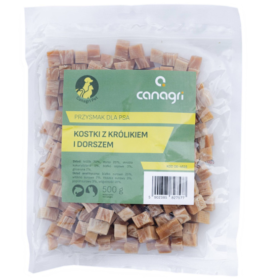 CAN AGRI DOG TREAT BONES WITH RABBIT AND COD