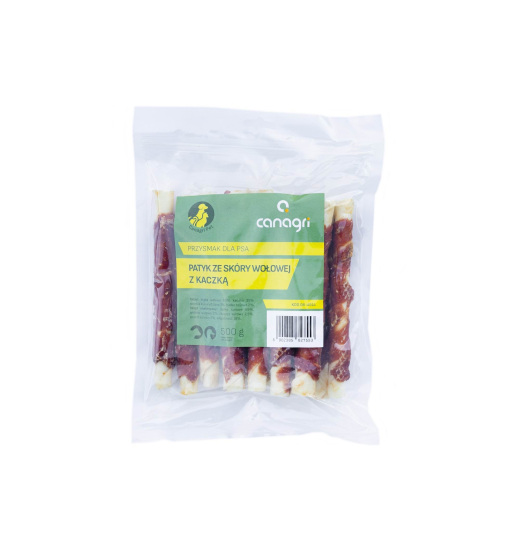 CAN AGRI DOG TREAT BEEF SKIN STICK WITH DUCK