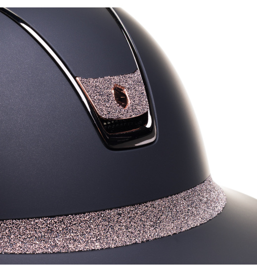 SAMSHIELD MISS SHIELD 2.0 / CRYSTAL FABRIC ROSE GOLD BLAZON FRONTAL / BLACK CHROME / BLACK HELMET