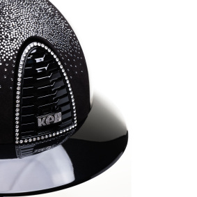 KEP ITALIA CROMO 2.0 POLISH POLO HELMET SUEDE BLACK NEBULA SILVER/CRYSTALS FRAME/ZIRCONS LOGO BLACK