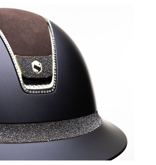 Samshield SAMSHIELD MISS SHIELD 2.0 SHADOWMATT/SHINY CRYSTAL FABRIC GOLD/300 SWARO/ALCANTARA/BROWN HELMET