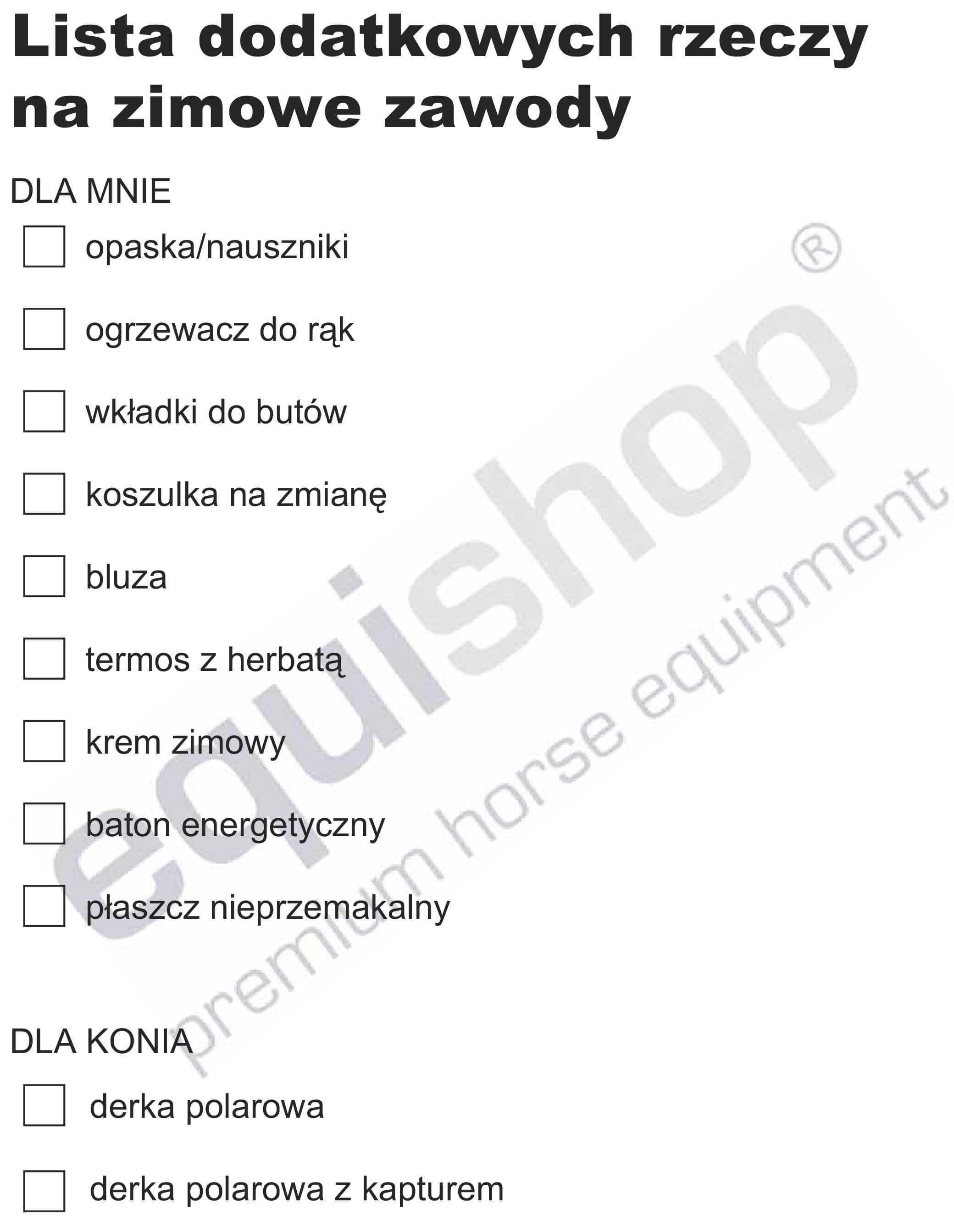 Lista rzeczy do zabrania na zimowe zawody