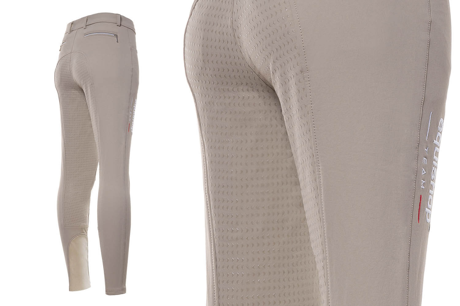Beige women's breeches with full seat silicone grip - Equishop Team collection
