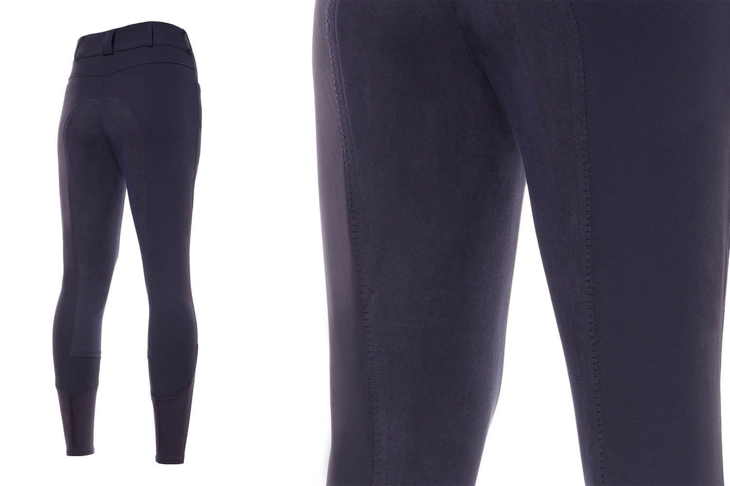 Women's, navy Pikeur breeches with full seat leather grip