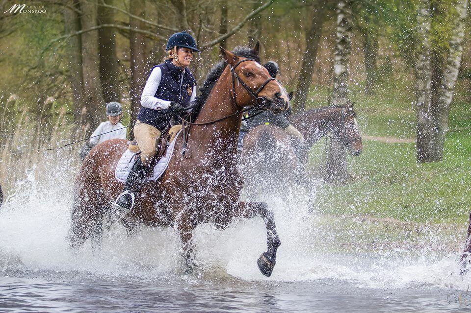 Pławienie koni podczas majówkowego pikniku nad jeziorem Bełdy w Stadninie Koni Ferenstein